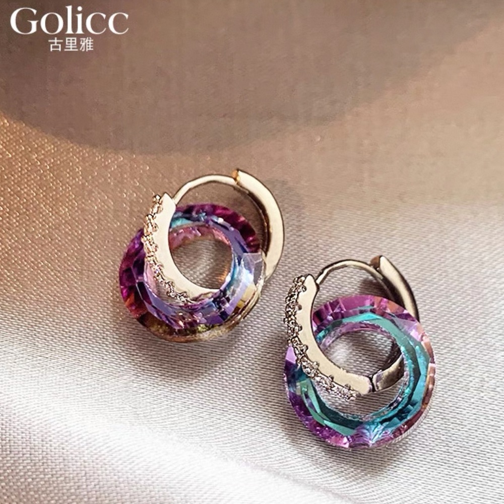 Fashion Jewelry Purple and Blue Hoop Earrings